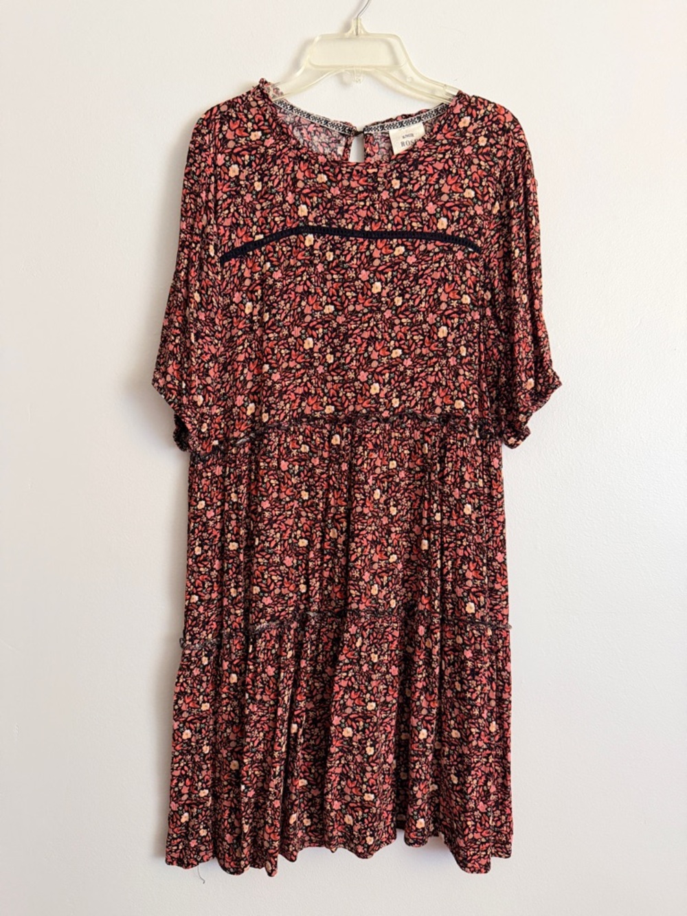 Knox Rose Floral Midi Dress in Black and Pink